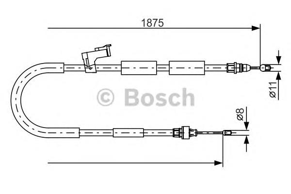 Трос стоянкового гальма задній правий Bosch 1987482057 ціна, від 16.87 USD