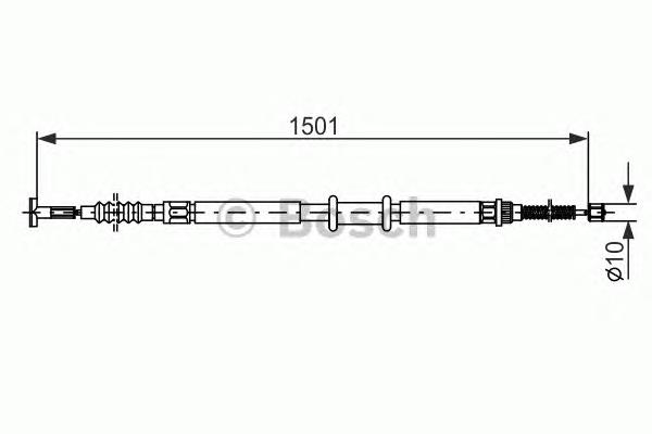 1987477969 Bosch трос ручного гальма задній, лівий