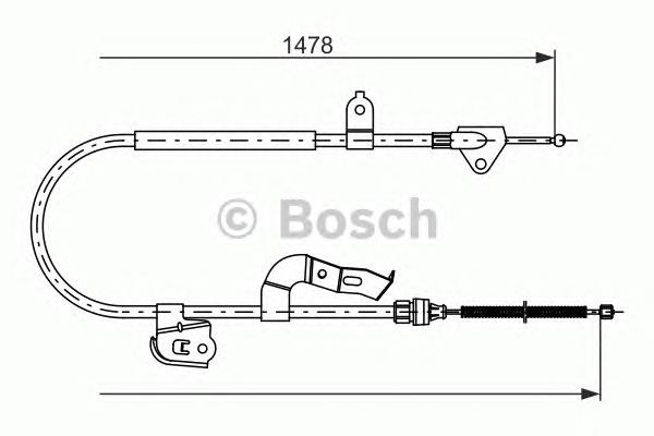 1987477951 Bosch Трос ручного гальма задній, правий