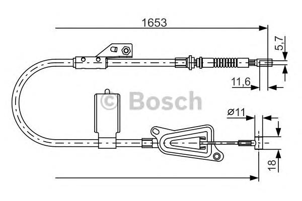 Купити 1987477915 Bosch Трос ручного гальма задній, лівий