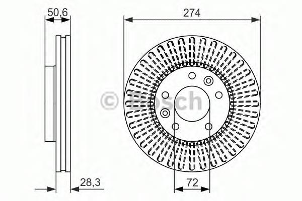 Диск гальмівний передній 0986479599 Bosch