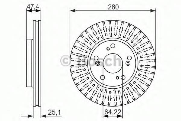 Диск гальмівний передній 0986479625 Bosch