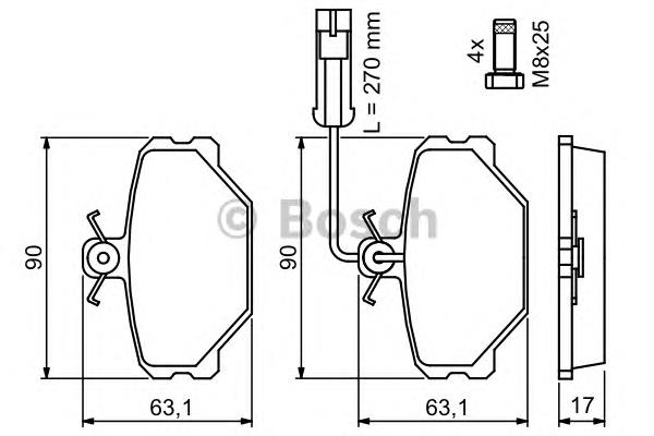 Купити 0986491050 Bosch Колодки гальмівні передні, дискові