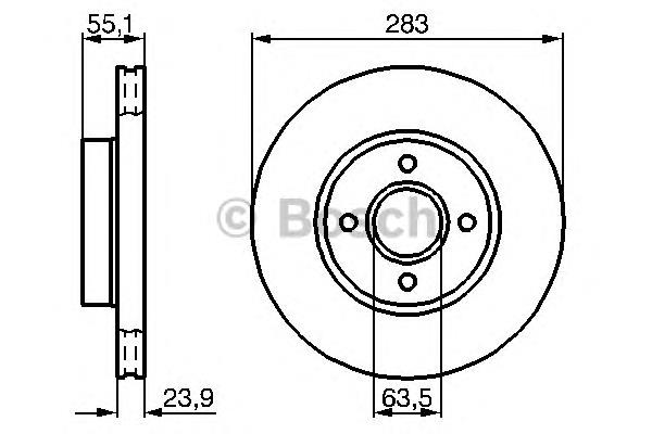 Диск гальмівний передній 0986478814 Bosch