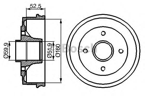 Барабан гальмівний задній Bosch 0986477061 ціна, від 33.49 USD