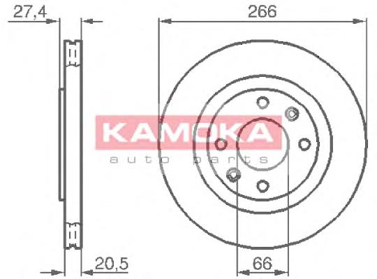 Диск гальмівний передній Kamoka 103384