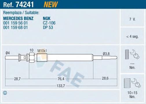 Свічки запалювання FAE 74241