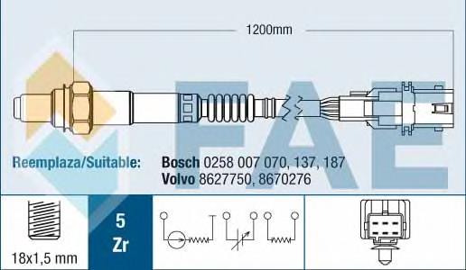 Лямбдазонд, датчик кисню до каталізатора FAE 75005 ціна, від 127.10 USD