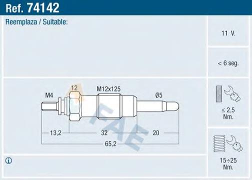 Свічка накалу 74142 FAE