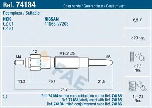 Свічка накалу 74184 FAE