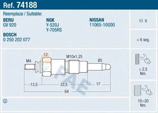 Купити 74188 FAE Свічка накалу