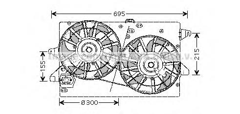 FD7503 AVA Дифузор радіатора охолодження, в зборі з мотором і крильчаткою