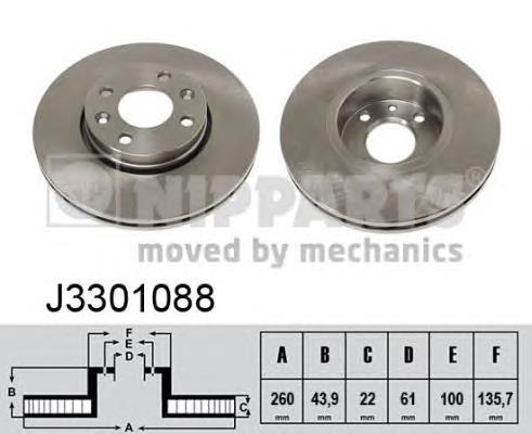 Диск гальмівний передній Nipparts J3301088
