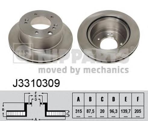 Задні дискові гальма Nipparts J3310309 ціна, від 38.51 USD