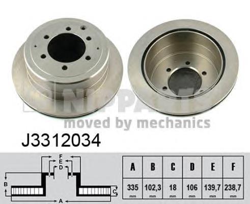 Купити J3312034 Nipparts Диск заднього гальма