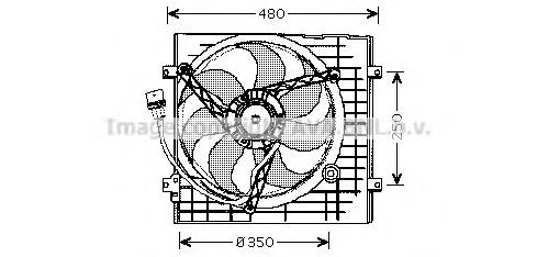 VW7506 AVA Дифузор радіатора охолодження, в зборі з мотором і крильчаткою