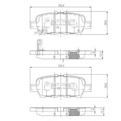 Задні гальмівні колодки Nipparts N3611051 ціна, від 24.80 USD