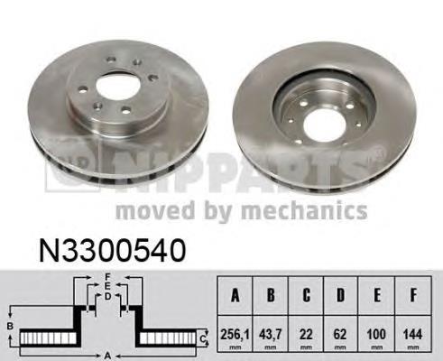 Диск переднього гальма Nipparts N3300540 ціна, від 31.38 USD