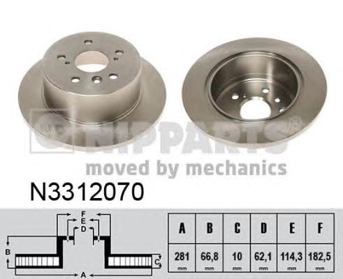 Диск гальмівний задній Nipparts N3312070