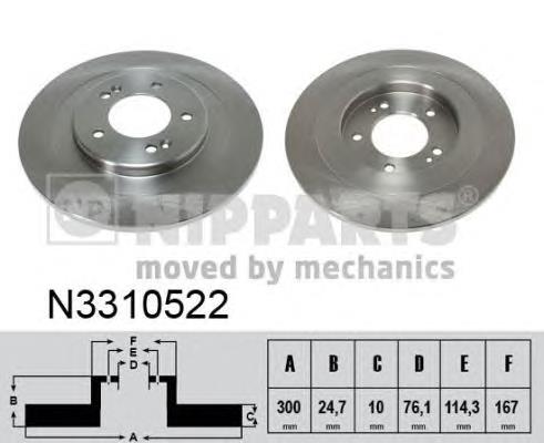 N3310522 Nipparts диск гальмівний задній