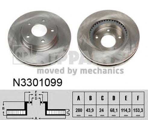 Диск переднього гальма Nipparts N3301099 ціна, від 51.92 USD