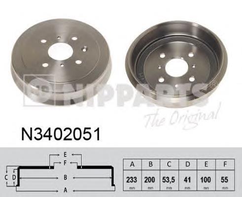 Барабан гальмівний задній Nipparts N3402051 ціна, від 35.43 USD
