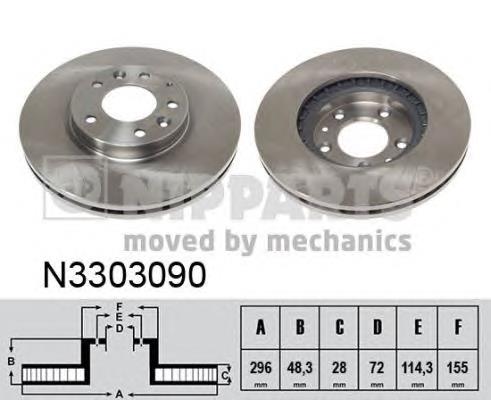 Диск гальмівний передній Nipparts N3303090
