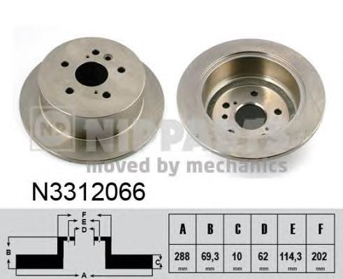 Диск гальмівний задній Nipparts N3312066