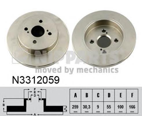 Купити N3312059 Nipparts Диск заднього гальма
