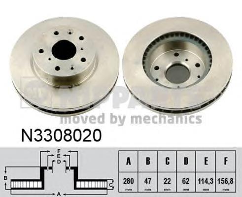 Диск переднього гальма Nipparts N3308020 ціна, від 33.74 USD