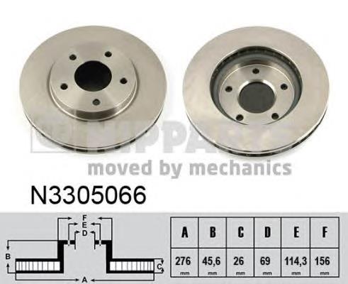Диск гальмівний передній Nipparts N3305066