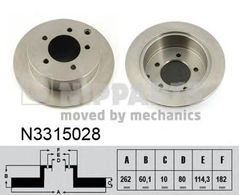 Диск гальмівний задній Nipparts N3315028