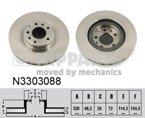 Диск гальмівний передній Nipparts N3303088