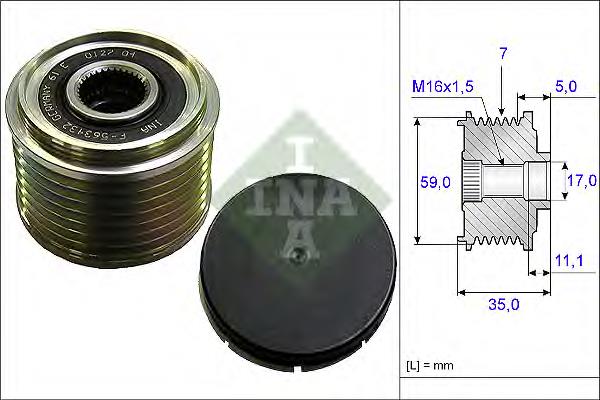 Шків генератора 535015910 INA