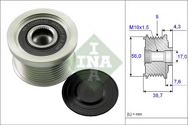 Шків генератора 535013110 INA