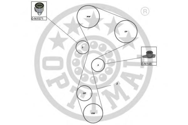 Ремінь ГРМ, комплект SK1663 Optimal