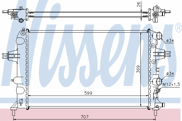 Радіатор охолодження двигуна 63095A Nissens