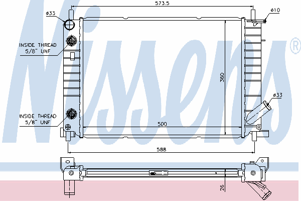 Радіатор основний Nissens 62054 ціна, від 281.48 USD