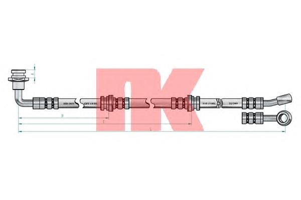 Шланг гальмівний передній, лівий NK 855219 ціна, від 19.93 USD