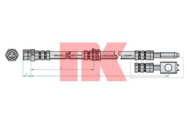 Шланг гальмівний передній NK 854313 ціна, від 10.36 USD
