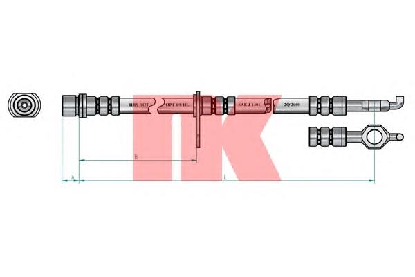 Шланг гальмівний передній, лівий NK 8545148 ціна, від 15.52 USD