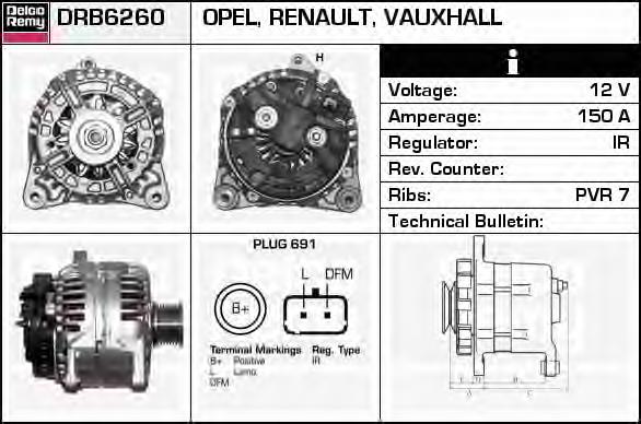 Генератор Delco Remy DRB6260 ціна, від 125.68 USD