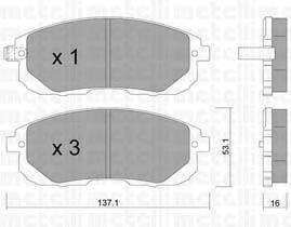2208760 Metelli Передні гальмівні колодки