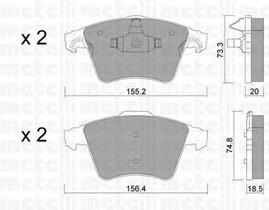 Колодки гальмівні передні, дискові 2205523 Metelli