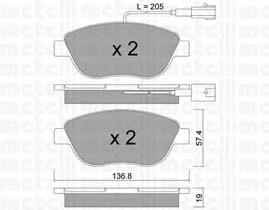 Колодки гальмівні передні, дискові 2203223 Metelli