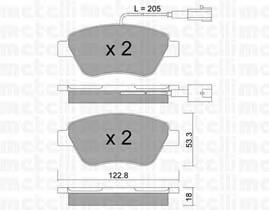 Передні тормозні колодки 2203213 Metelli
