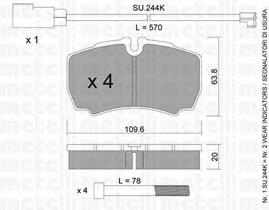 Колодки гальмові задні, дискові 2206042K Metelli