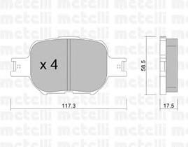 Колодки гальмівні передні, дискові 2206140 Metelli