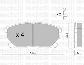 Колодки гальмівні передні, дискові 2206180 Metelli