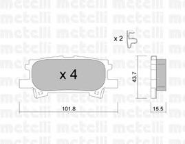 Колодки гальмові задні, дискові 2206190 Metelli